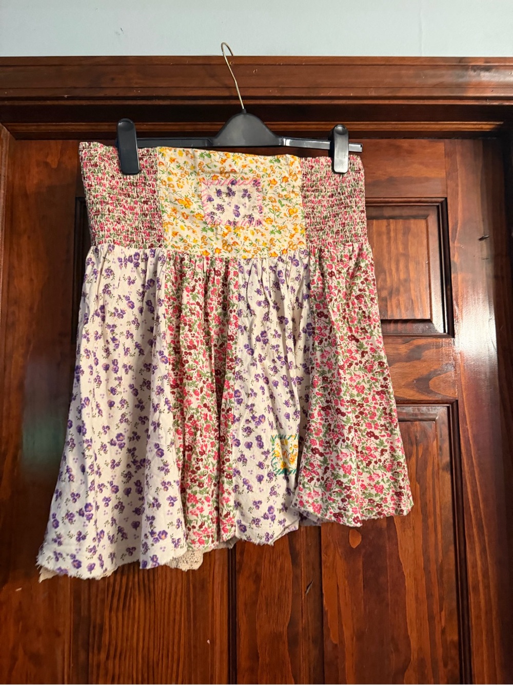 NATURAL LIFE Cream Floral Patchwork Circle Skirt with Purple & Pink Accents - Picture 2 of 3